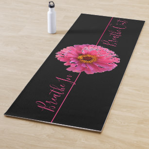 Pink floral Pink Daisy  - breathe in . Breathe out Yoga Mat