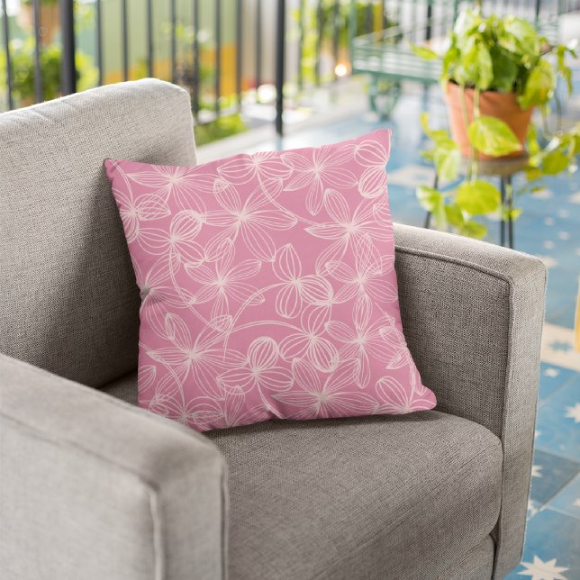 Pink Floral/Plaid Decorative Throw Pillow (Creator Uploaded)