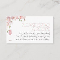 Pink Floral Please Bring A Recipe Enclosure Card