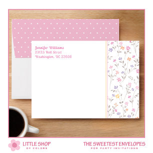 Pink Floral Polka Dot Customisable Envelope