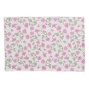 Pink Floral Polka Dot Pattern Pillowcase