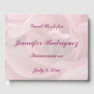 Pink Floral Poppy Flowers Quinceañera Guest Book