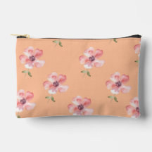 Pink Floral Pouch – Orange Pastel Pattern