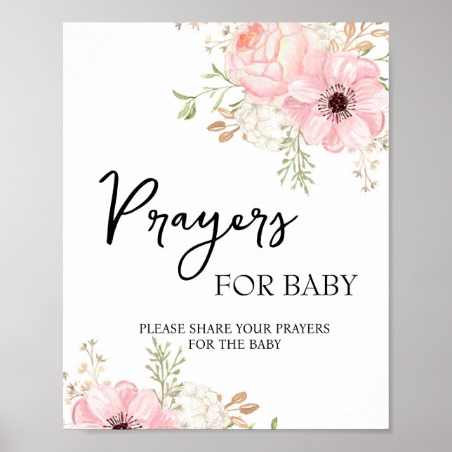 Pink Floral Prayers for Baby Sign (Front)