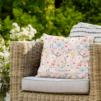 Pink floral pretty pattern name personalised cushion