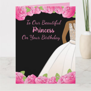 Pink Floral Princess African American Daughter Card