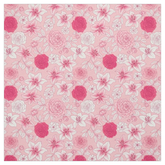 Pink Floral Print Classic Fabric (Swatch)