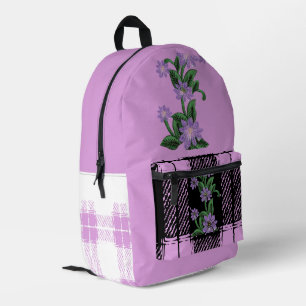Pink Floral Printed Backpack