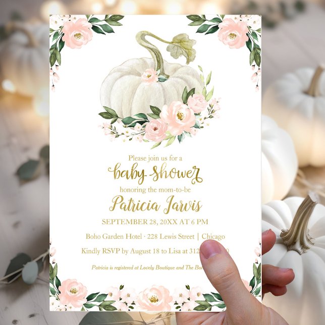 Pink Floral Pumpkin Baby Shower Budget Invitation (Creator Uploaded)