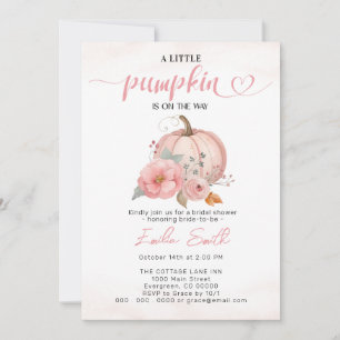 Pink Floral Pumpkin Baby Shower Invitation