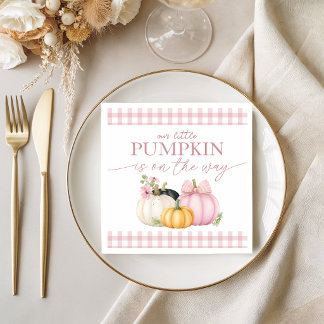 Pink Floral Pumpkin Baby Shower Napkins