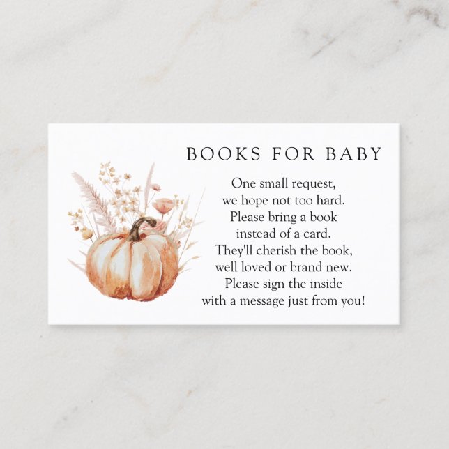 Pink Floral Pumpkin Books for Baby Enclosure Card (Front)