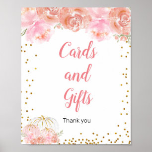 Pink floral pumpkin Cards and Gifts Sign