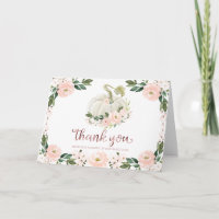 Pink Floral Pumpkin Fall Baby Shower Thank You Car