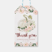 Pink Floral Pumpkin Fall Baby Shower Thank You Gif