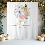 Pink Floral Pumpkin Fall Bridal Shower Backdrop Tapestry<br><div class="desc">Delicate pink floral watercolor fall bridal shower backdrop. Easy to personalise with your details. Please get in touch with me via chat if you have questions about the artwork or need customisation. PLEASE NOTE: For assistance on orders, shipping, product information, etc., contact Zazzle Customer Care directly https://help.zazzle.com/hc/en-us/articles/221463567-How-Do-I-Contact-Zazzle-Customer-Support-.Bridal Shower Backdrop Photo...</div>