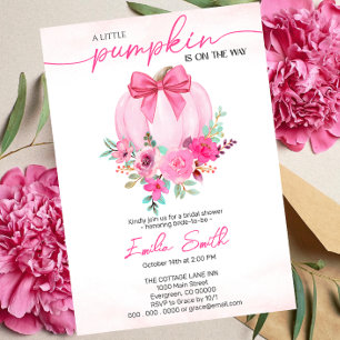 Pink Floral Pumpkin Girl Baby Shower Invitation