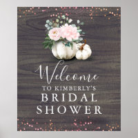 Pink Floral Pumpkins Rustic Bridal Shower Welcome