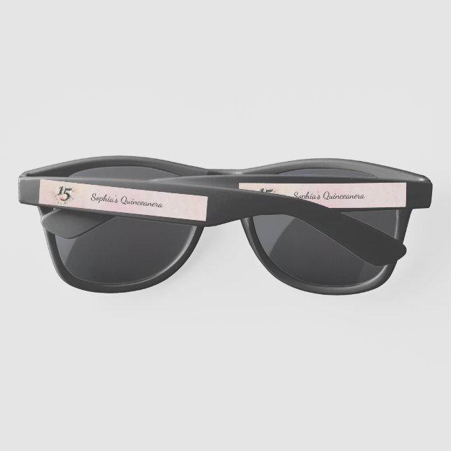  Pink Floral Quinceanera 15th Birthday Party Sunglasses (Back)