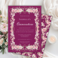 Pink Floral Quinceañera Celebration 15 Elegant