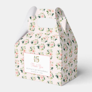 Pink Floral Quinceañera Favour Box Mis XV Roses 15