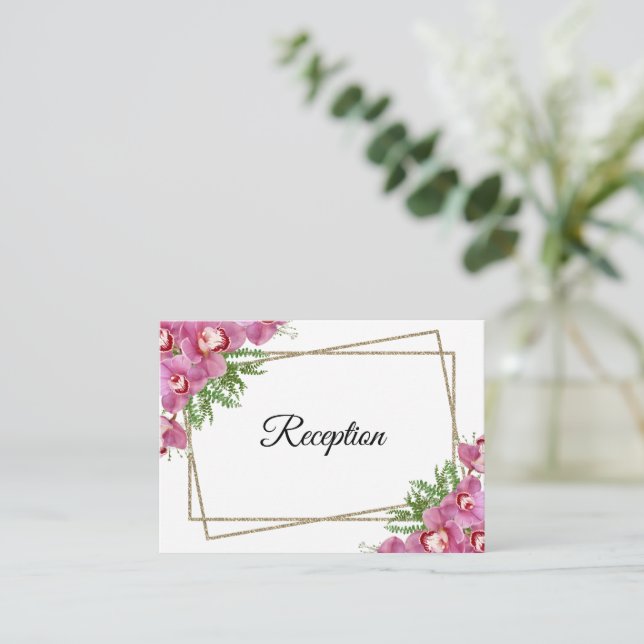 Pink Floral Reception Enclosure Card (Standing Front)