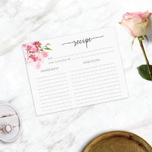 Pink Floral Recipe Card