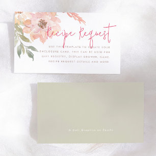 Pink Floral Recipe Request Bridal Shower Enclosure Card