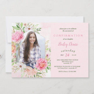 Pink Floral Religious Invitation