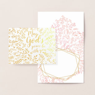 Pink Floral Religious May God Comfort you Sympathy Foil Card