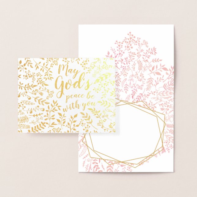 Pink Floral Religious May God Comfort you Sympathy Foil Card (Display)