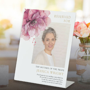 Pink Floral Reserved Save A Seat Photo Wedding Pedestal Sign