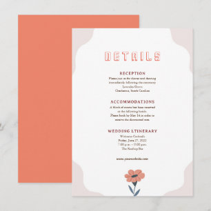 Pink Floral Retro Wedding Enclosure card