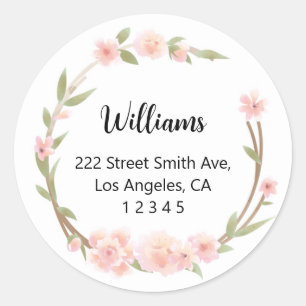 Pink Floral Return Address Labels