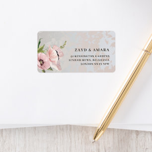 Pink Floral Return Address Labels   Botanical