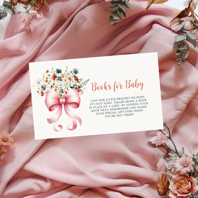Pink Floral Ribbon Books for Baby Enclosure Card (Creator Uploaded)