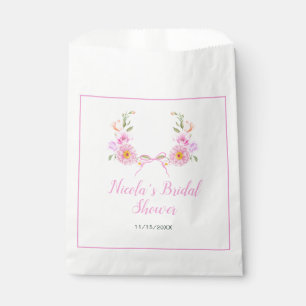 Pink Floral Ribbon Bridal Shower Favour Bags