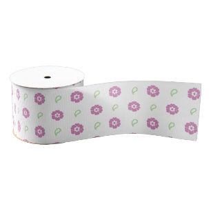Pink Floral Ribbon Grosgrain Ribbon