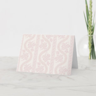Pink Floral Ribbon Stripe on Bone Card