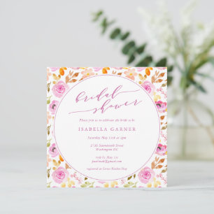 Pink Floral Romantic Garden Elegant Bridal Shower Invitation