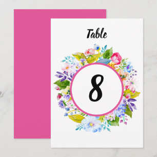 Pink Floral Romantic Wedding Table Number