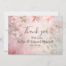 Pink Floral Romantic Wedding Thank You