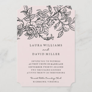 Pink Floral Rose Garden Wedding Invitation