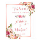 Pink Floral Rose Gold Wedding Welcome Sign
