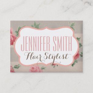 Pink Floral Rose Hairdresser Salon Appointment Card