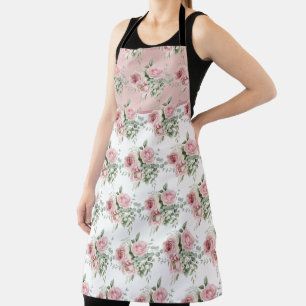 Pink Floral Rose Pattern  Apron