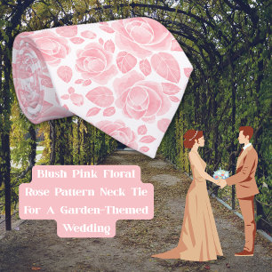 Pink Floral Rose Pattern template Neck Tie