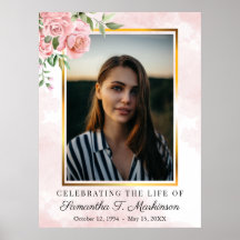Pink Floral Rose Photo Watercolor Funeral