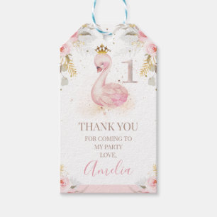 Pink Floral Rose Princess Swan 1st Birthday  Gift Tags