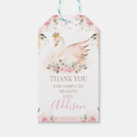 Pink Floral Rose Princess Swan Birthday Gift Tags